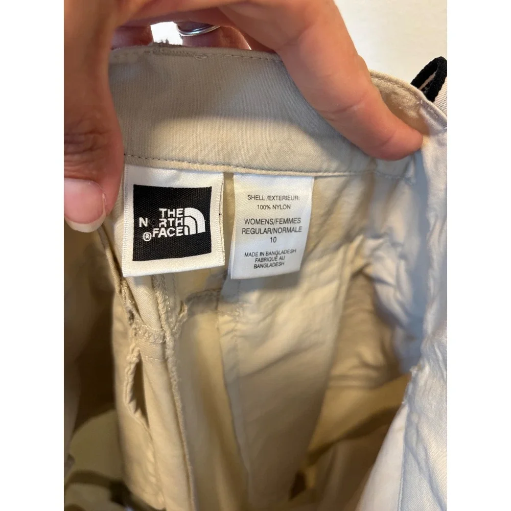 The North Face Womens Tan Khaki Convertible Zip Off Hiking Pants Sz 10